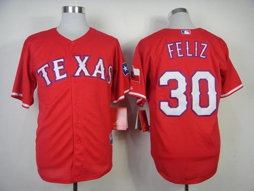Rangers #30 Naftali Feliz Stitched MLB Red Cool Base Jersey - Click Image to Close